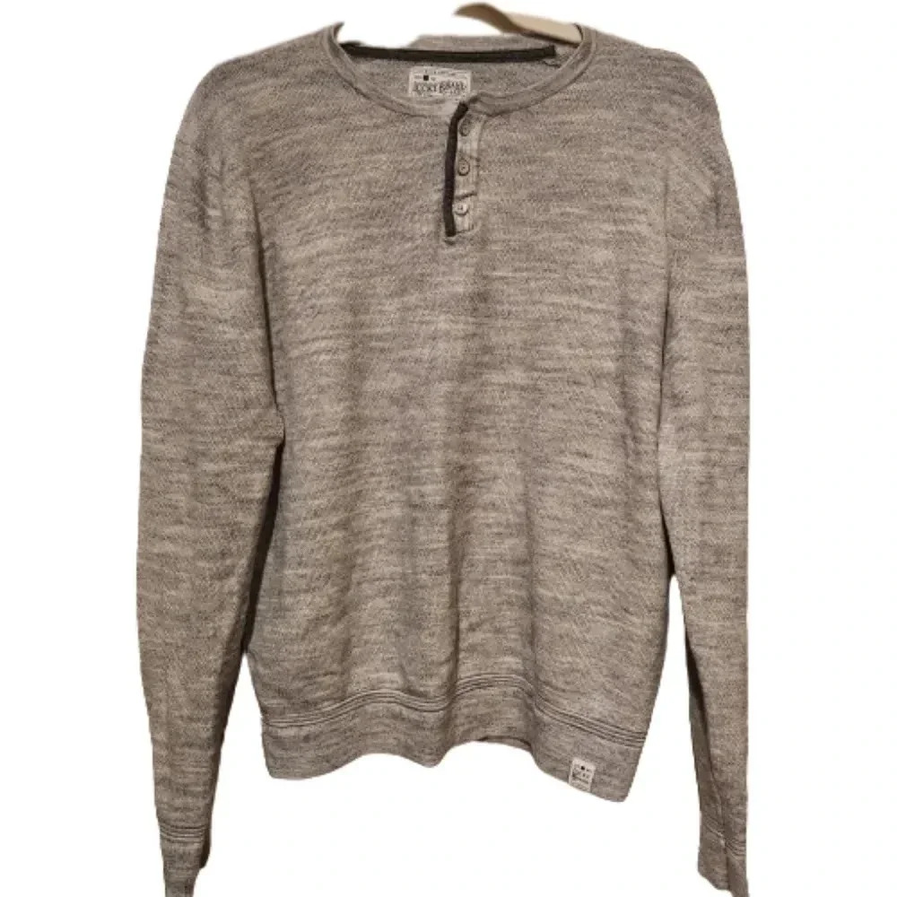 Lucky Brand Gray Henley Sweatshirt Size Medium